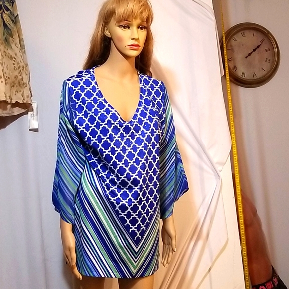 JM Collection 100%  Peasant Top Woman's Medium Blo - Picture 1 of 4